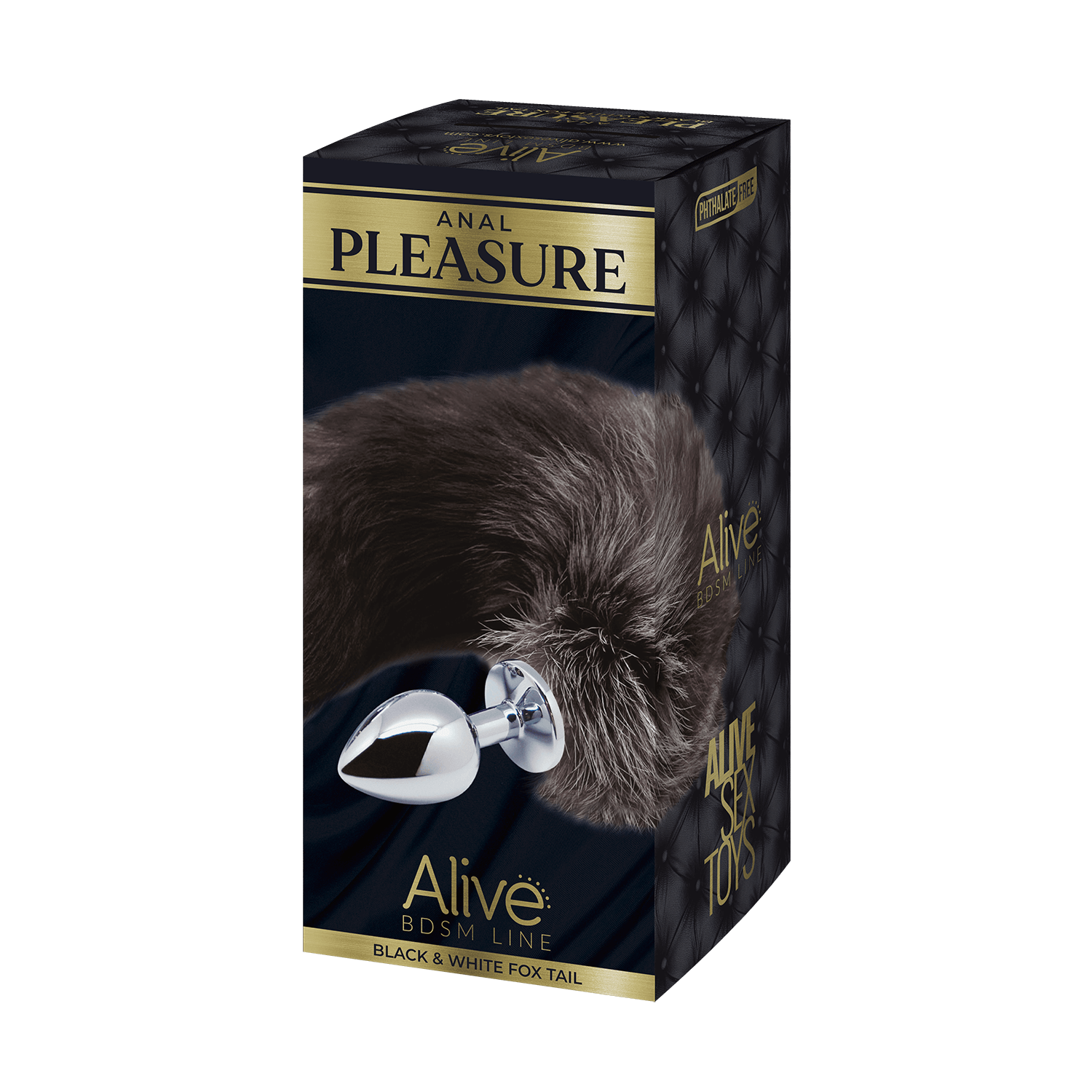 Alive - Plug Anale in Metallo con Coda Volpe Taglia L - Bianca e Nera