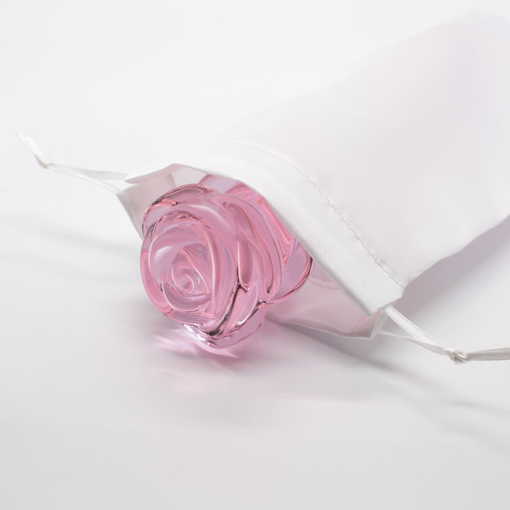 DILDO A SPIRALE CON ROSA IN VETRO Smaltato PER IL PUNTO G