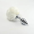 Plug in metallo con pompon a spirale bianco