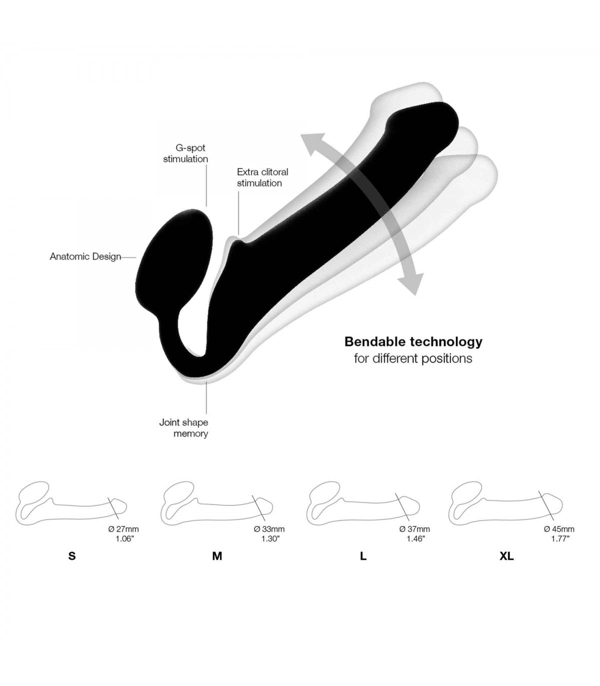 IMBRACATURA DILDO STRAP-ON FLESSIBILE MORBIDO SILICONE NERO S