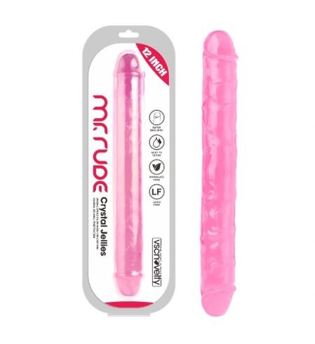 VSC Novelty - Dildo Doppio Realistico Crystal Jellies Mr. Rude 12" - Rosa - DESIRE CLUB 2.0