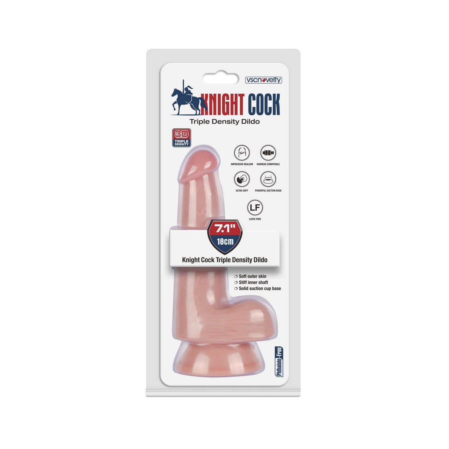 VSC Novelty - Knight Cock 3D Triple Density Dildo - 7.1" - DESIRE CLUB 2.0