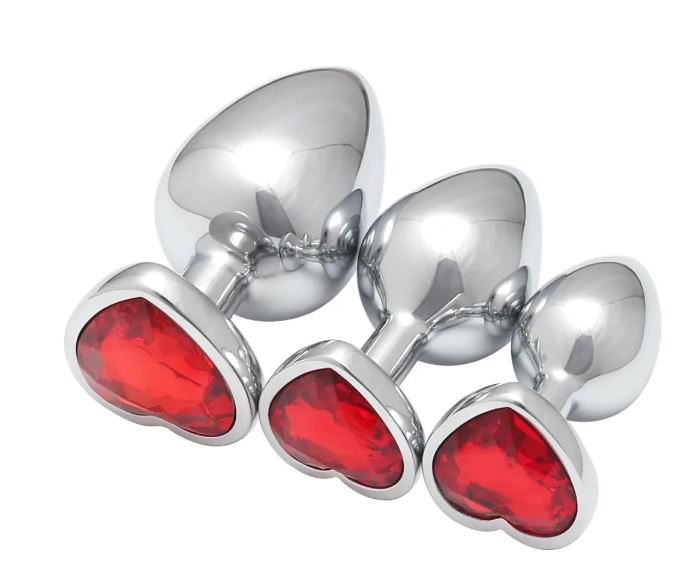 VSC Novelty - Plug Anale con Diamante a Cuore Rosso - L - DESIRE CLUB 2.0