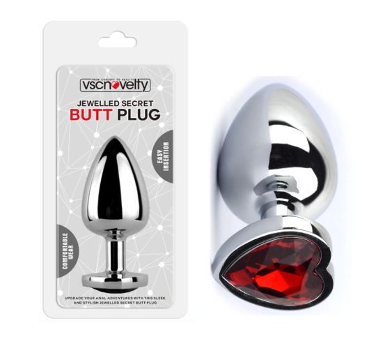 VSC Novelty - Plug Anale con Diamante a Cuore Rosso - L - DESIRE CLUB 2.0