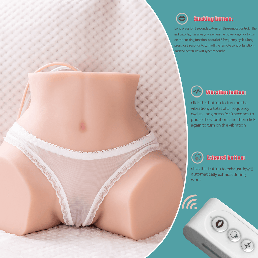 Xise - Lona - Torso con Funzione Vibrante e Suzione con Remote Control - DESIRE CLUB 2.0