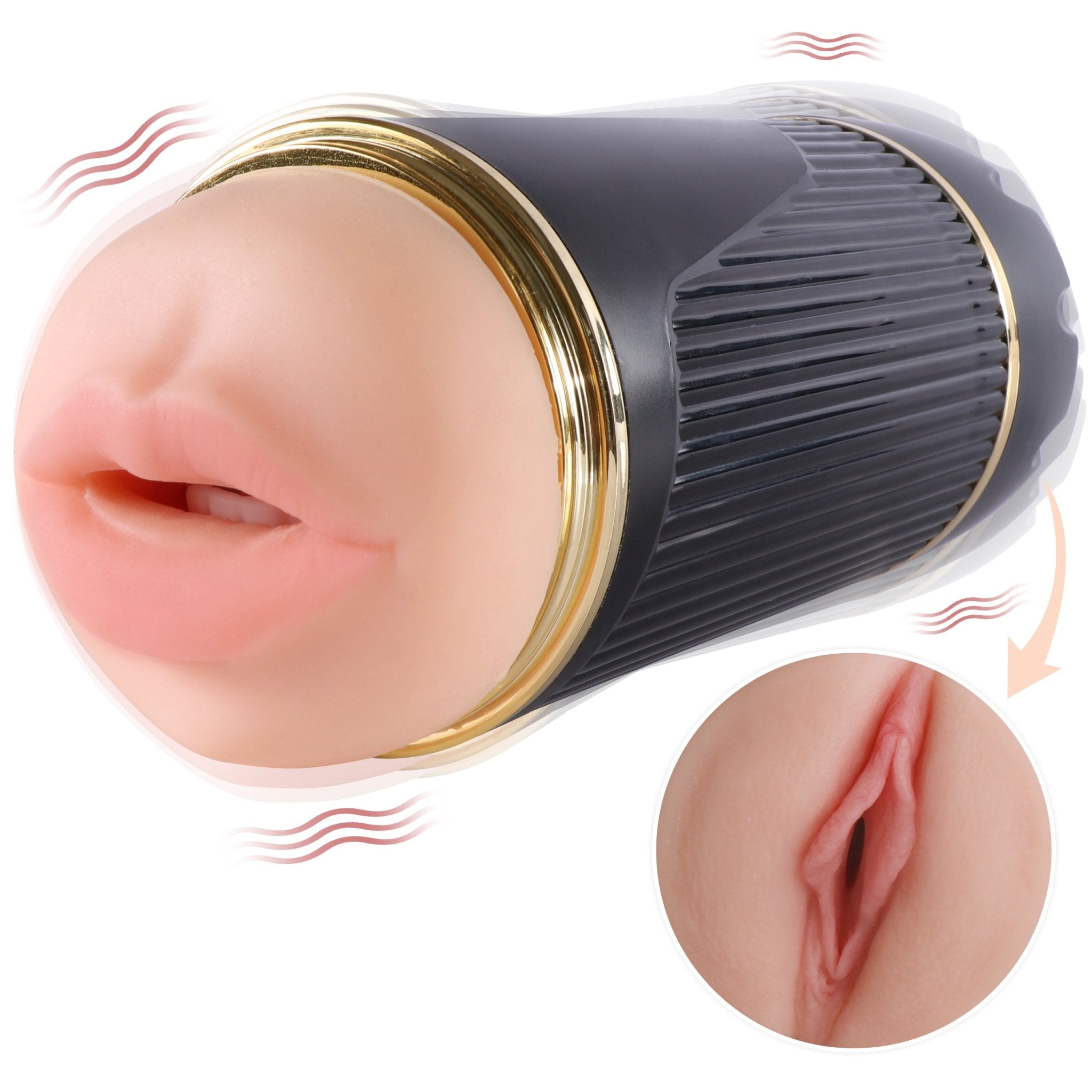 Xise - Masturbatore Doppio con Bocca e Vagina Vibrante - DESIRE CLUB 2.0