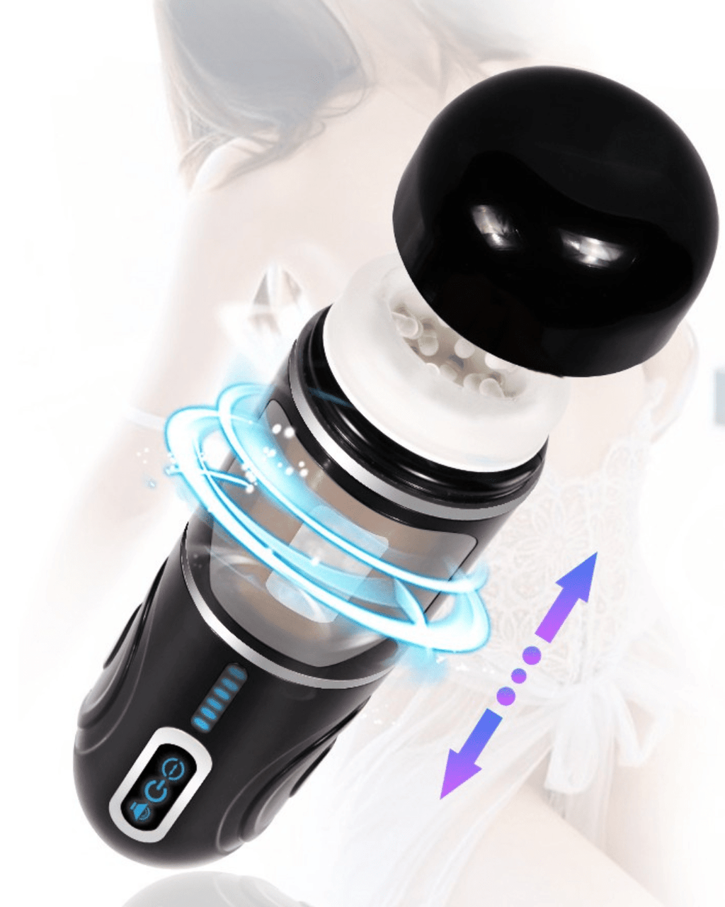 Xise - Masturbatore Neutro con Funzione Thrusting - Rotante e Vibrante con Voce Sexy - DESIRE CLUB 2.0