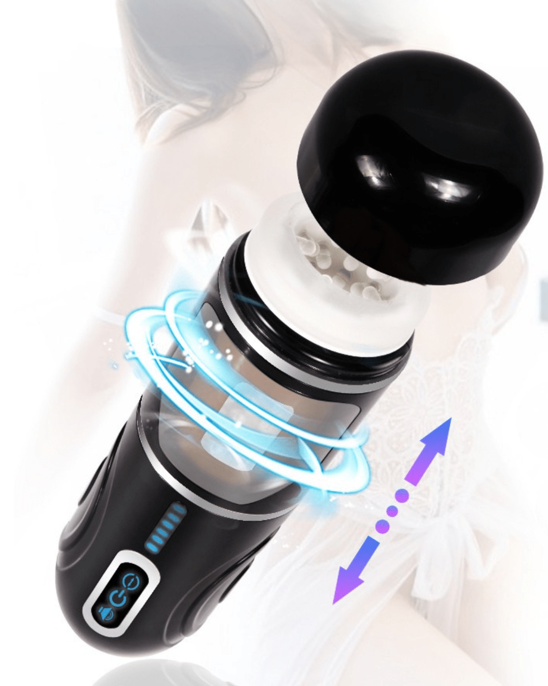 Xise - Masturbatore Neutro con Funzione Thrusting - Rotante e Vibrante con Voce Sexy - DESIRE CLUB 2.0